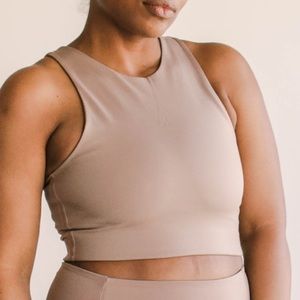 Girlfriend Collective Dylan Longline Racerback Sports Bra Crop Top Limestone S